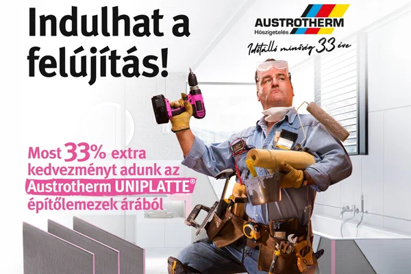 ***Austrotherm - Problémás terület az otthonfelújítás során: padló utólagos hőszigetelése<br> Megoldás: Austrotherm UNIPLATTE építőlemez, most extra 33% kedvezménnyel