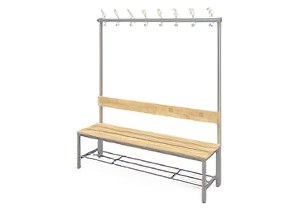 Fitt egyoldalas öltözőpad - akaszós, háttámlás, 150 cm-es
